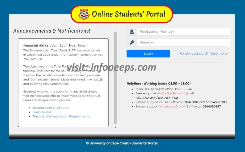 UCC Student Portal Login www.portal.ucc.edu.gh/