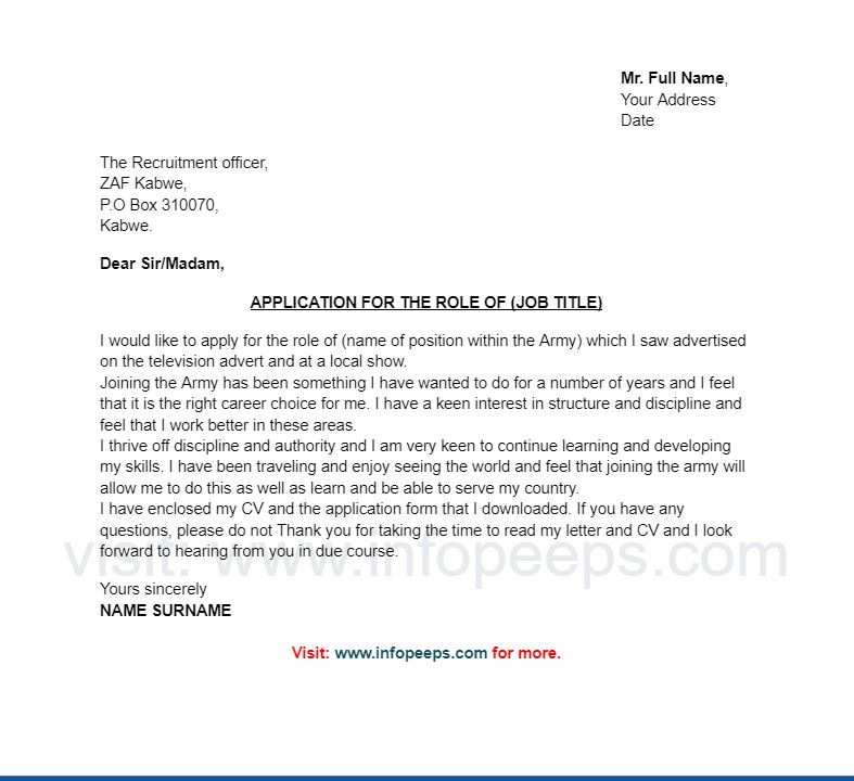 How To Write ZAF Application Letter Zambia Air Force