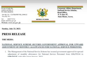 NSS Monthly Allowance Increased